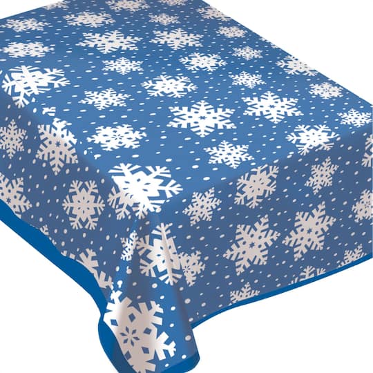 108&#x22; Christmas Clear Snowflake Table Covers, 5ct.